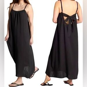 Sol Angeles Cotton Gauze Tie Back Dress in Black